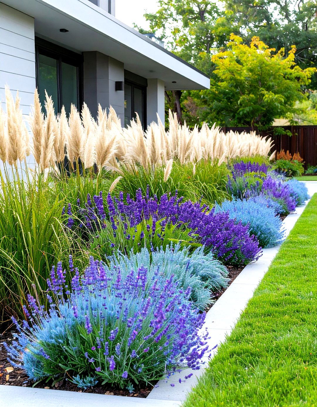 A Flower Bed Featuring Ornamental Grasses - 30 simple front yard flower bed ideas