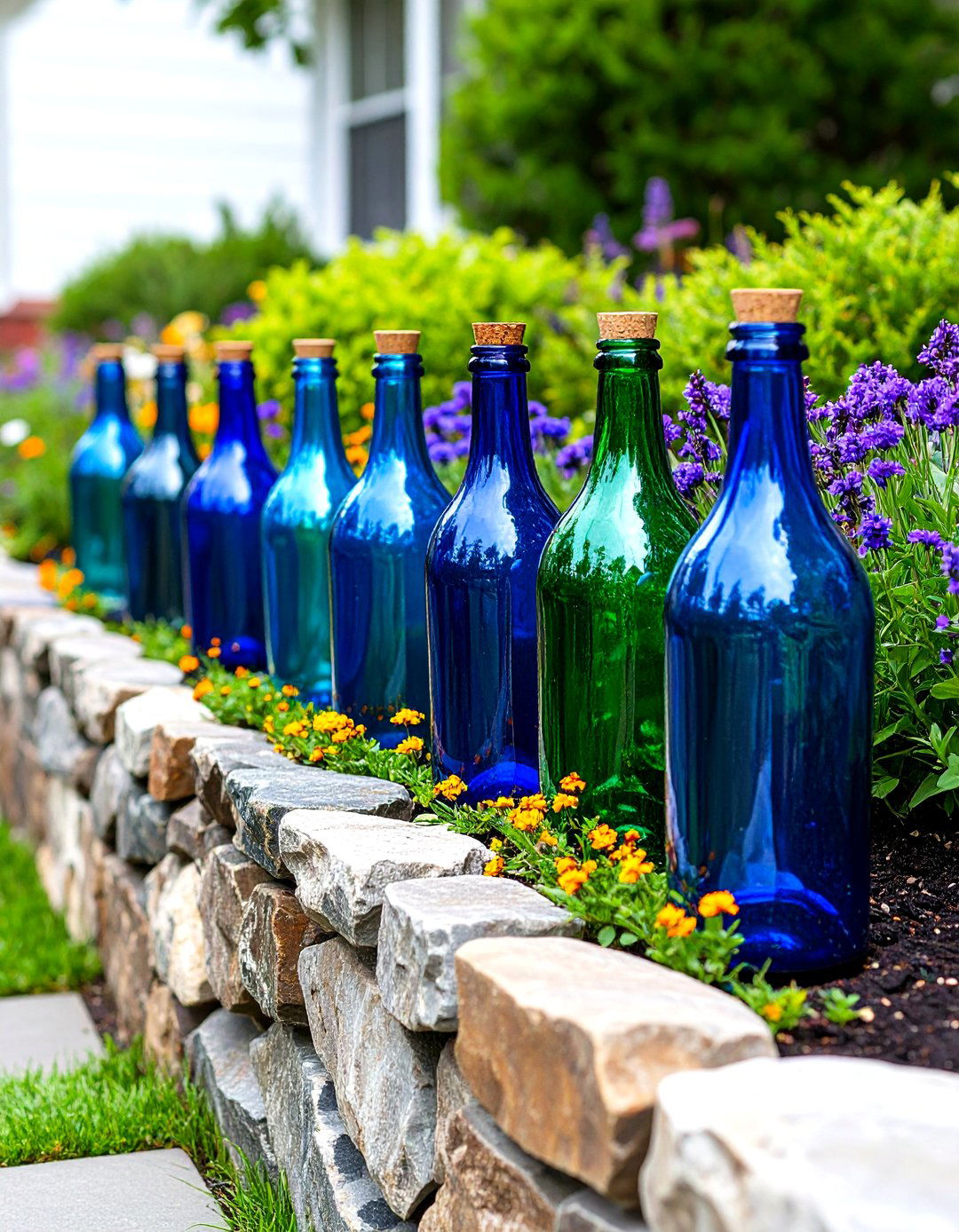 A Flower Bed with Recycled Edging - 30 front yard flower bed ideas