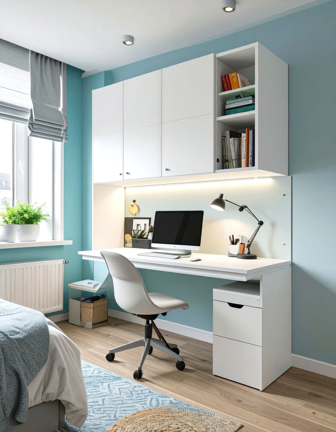 A Fold Away Wall Desk - 30 small bedroom office combo ideas