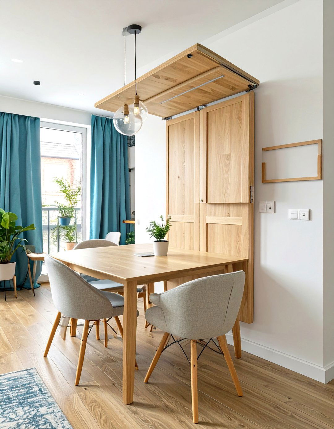 A Fold Down Dining Table - 30 very small open plan kitchen living room ideas