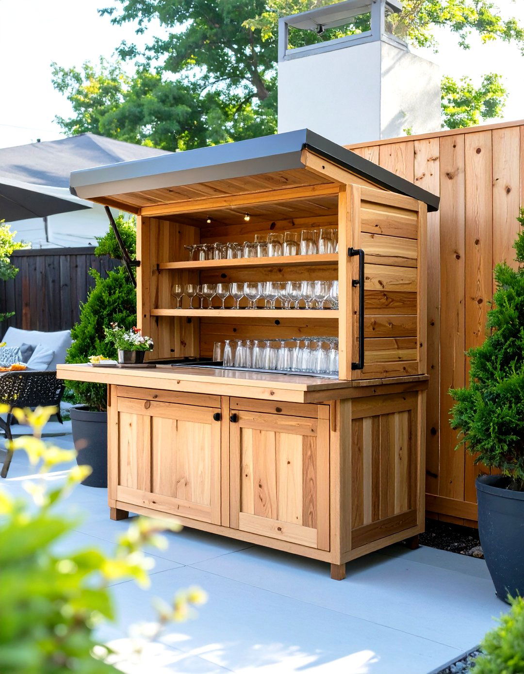A Fold Down Murphy Bar - 30 small backyard patio ideas