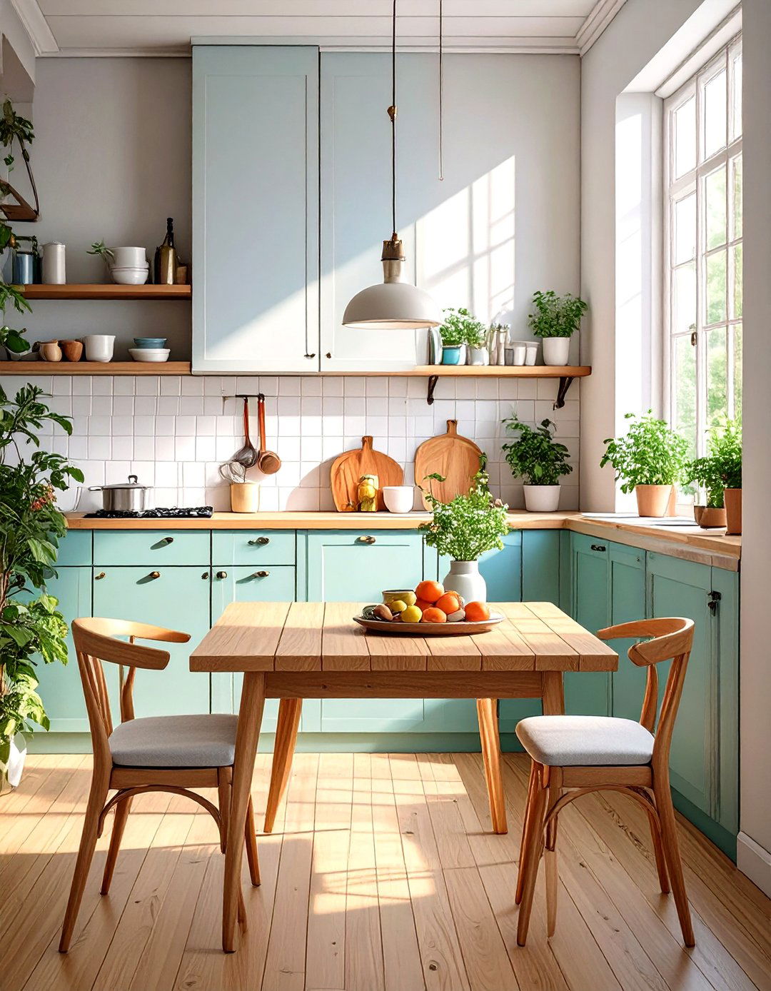A Fold Down Wall Mounted Table - 30 small open kitchen design ideas