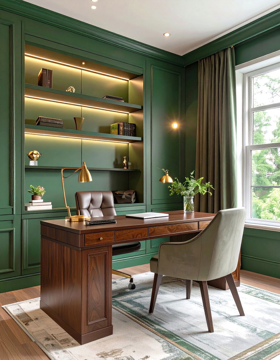 A Forest Green Home Office for Focus - 30 green interior design ideas