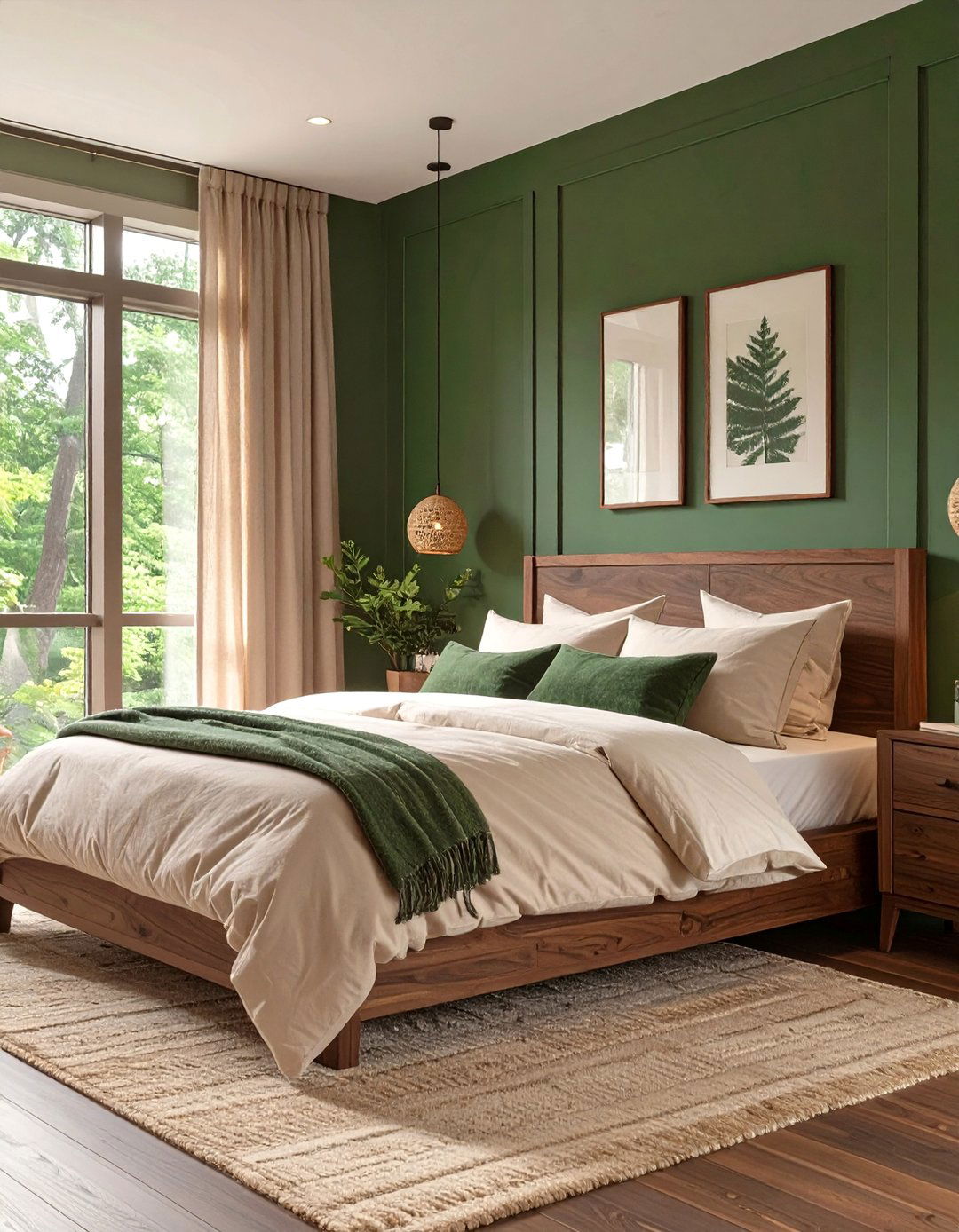 A Forest Green and Wood Bedroom - 30 colorful bedroom ideas