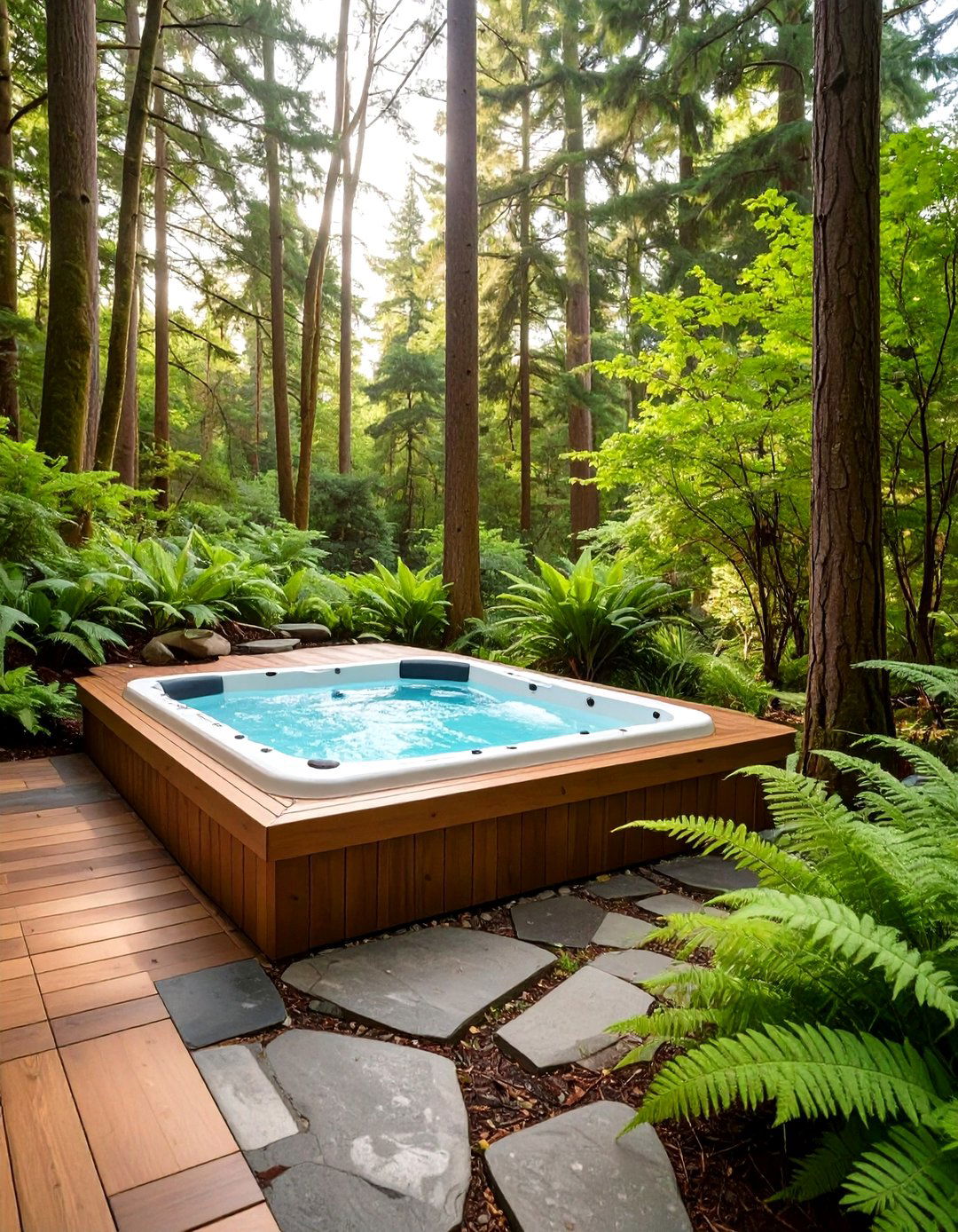 A Forested Woodland Swim Spa Setting - 30 above ground swim spa landscaping ideas
