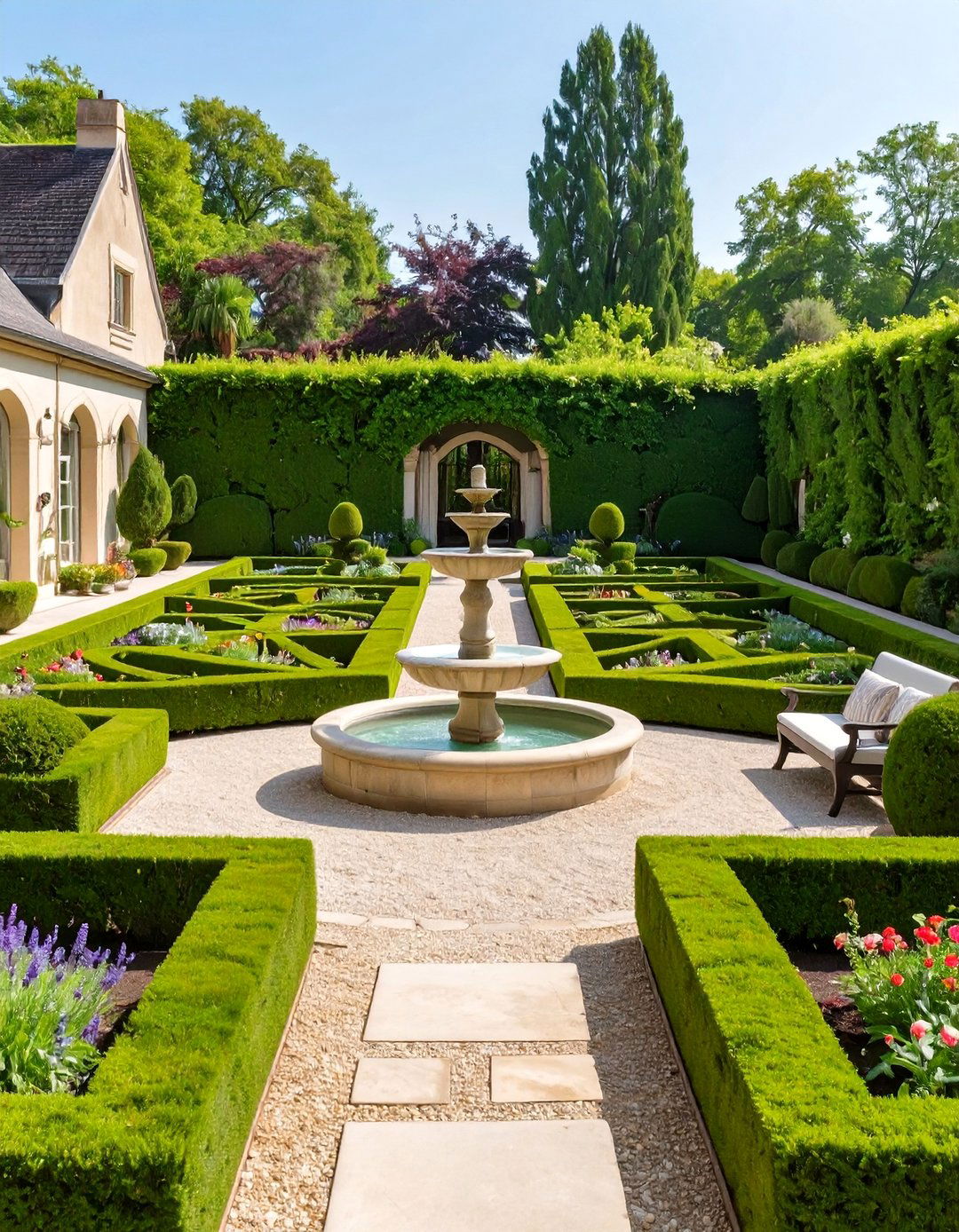 A Formal French Parterre Garden - 30 ai outdoor entertaining space ideas
