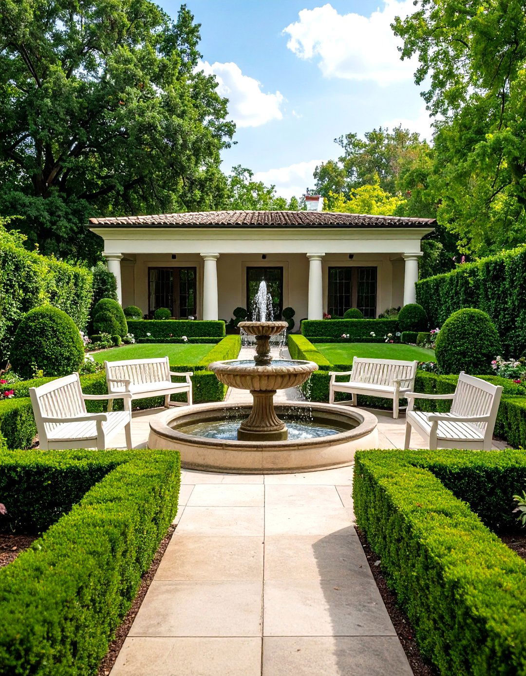 A Formal Garden Room with Boxwood Hedges - 30 outdoor room ideas