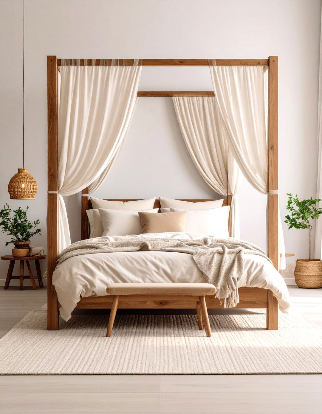 A Four Poster Bed with Draped Fabrics - 30 romantic warm and cozy bedroom ideas