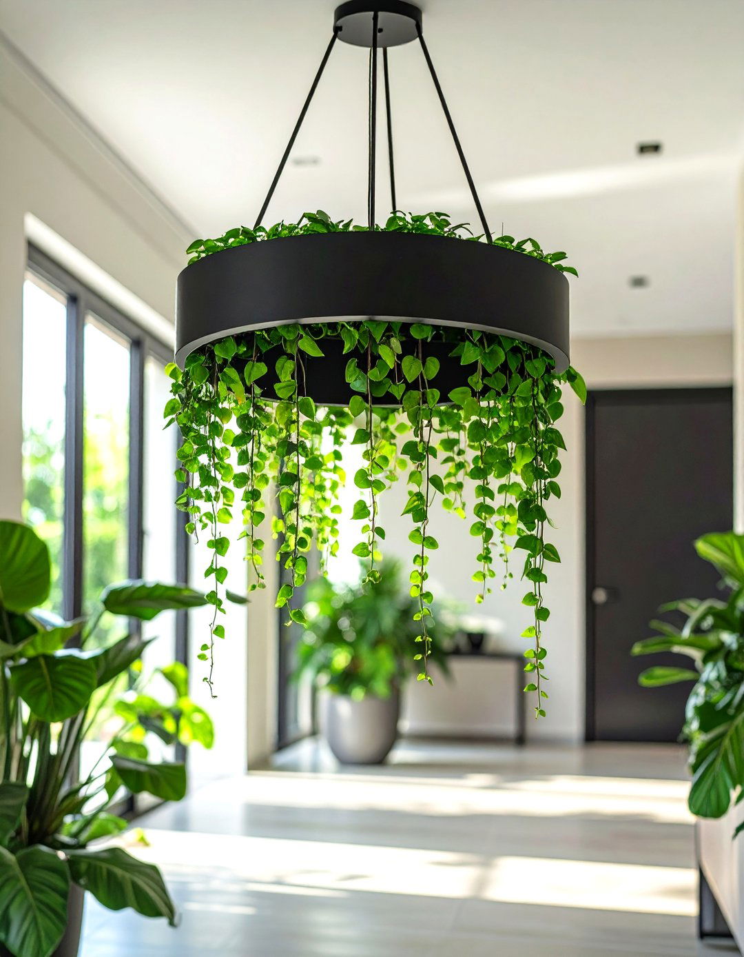 A Foyer Chandelier as a Plant Holder - 30 foyer chandelier ideas