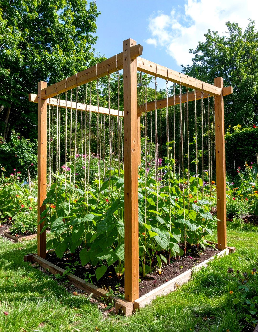 A Frame String Garden Trellis - 30 diy garden trellis ideas