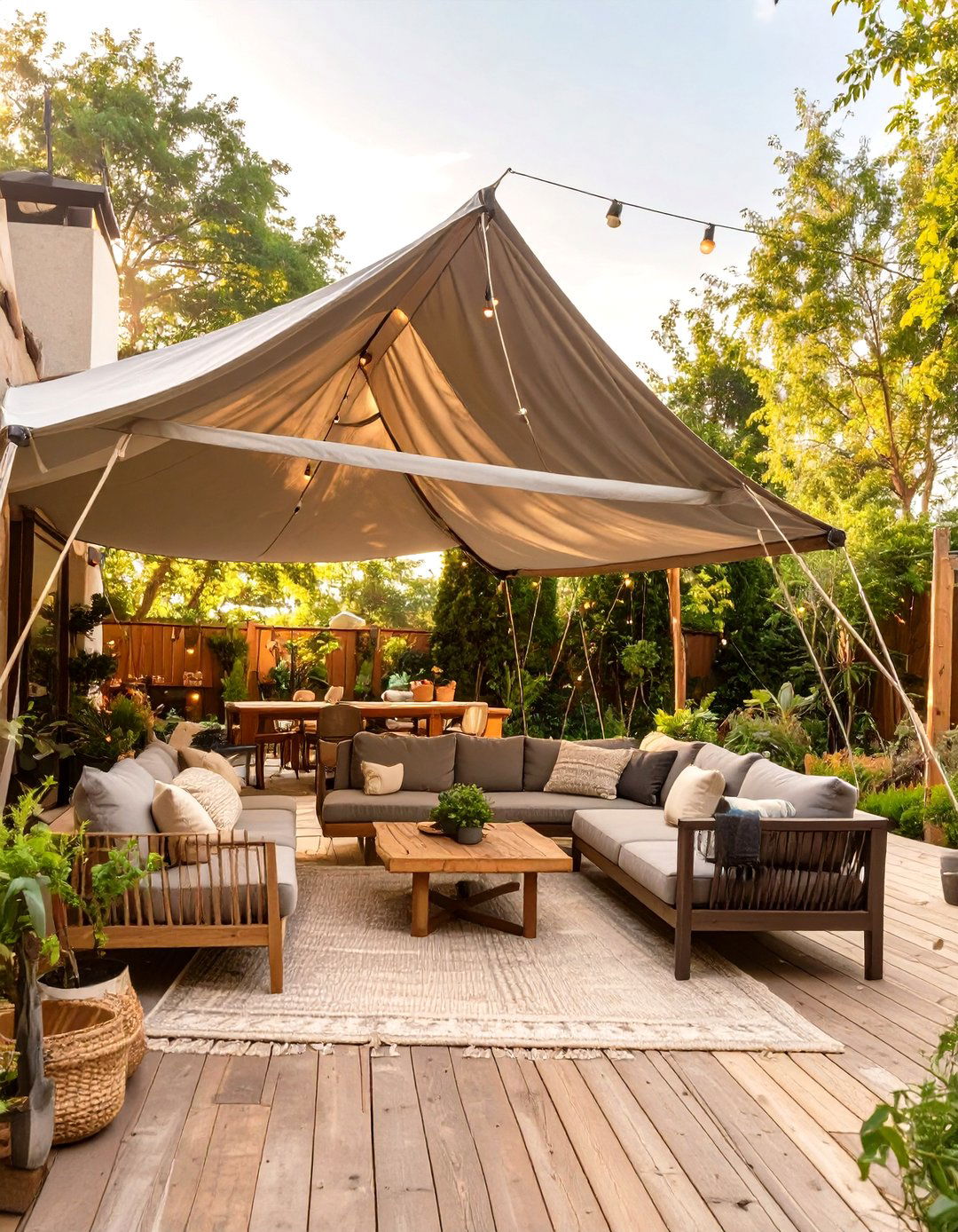 A Frame Tarp Tent - 30 cheap patio cover ideas