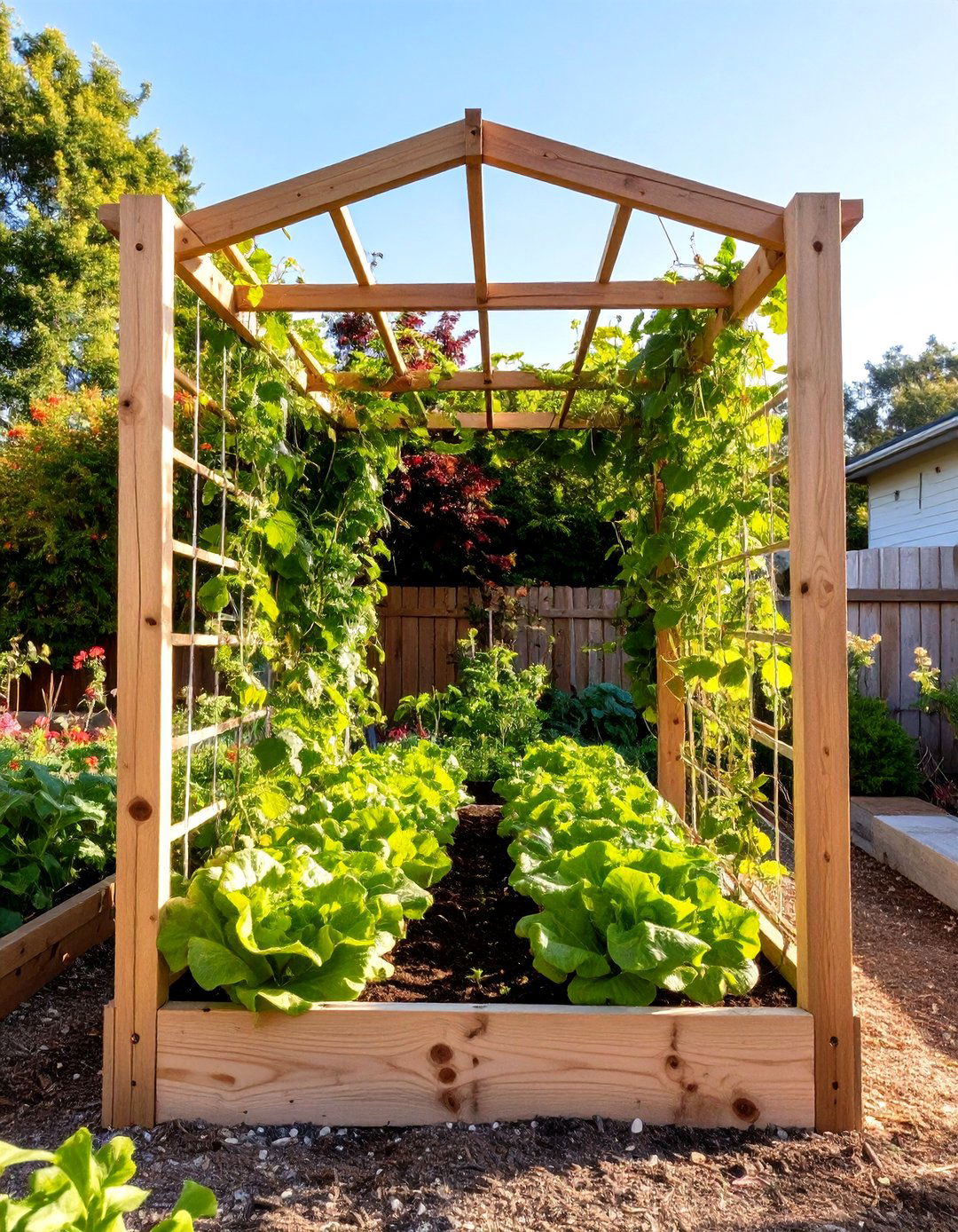 A Frame Trellis Small Vegetable Garden - 30 small vegetable garden ideas