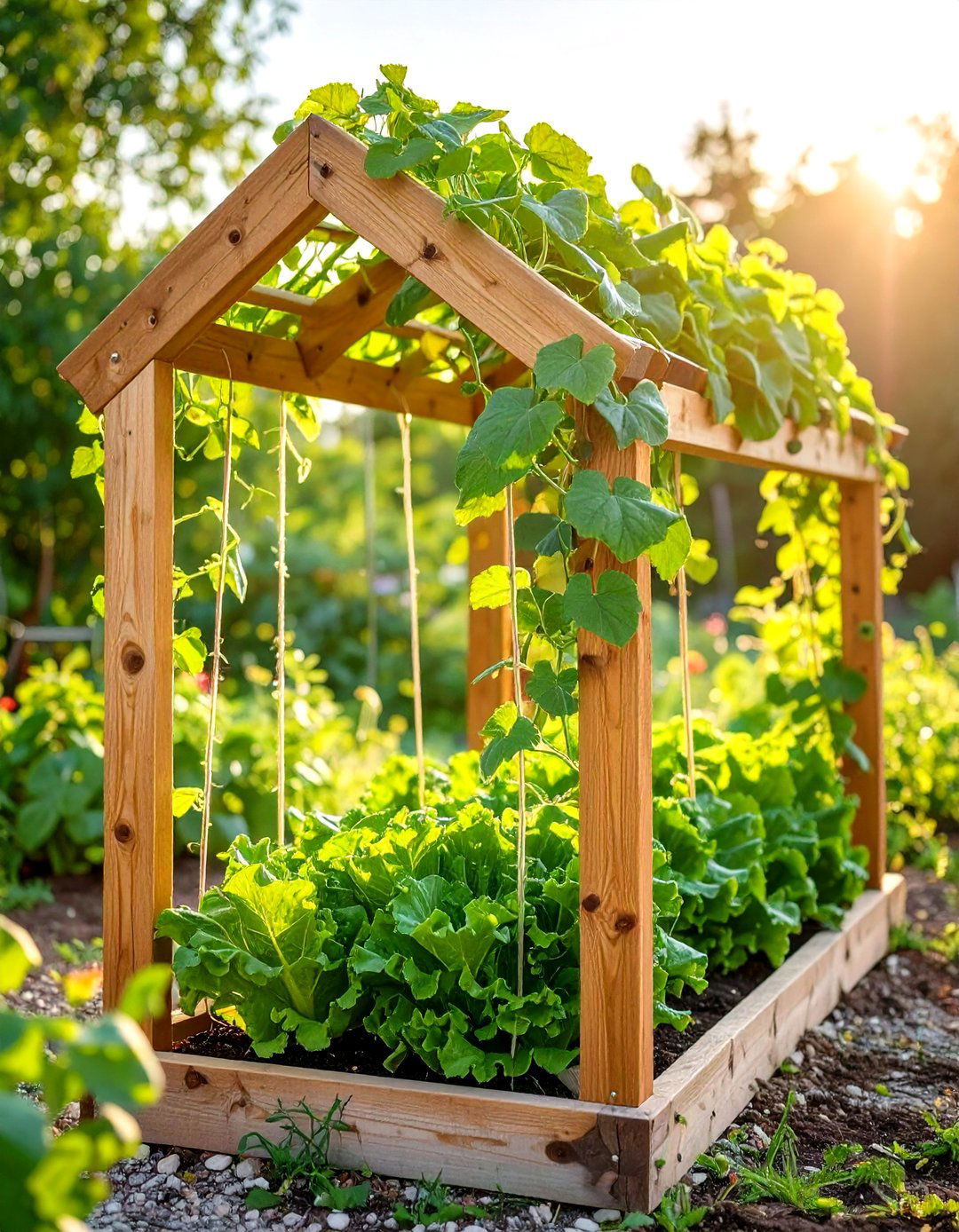A Frame Trellis Veggie Garden - 30 veggie garden ideas