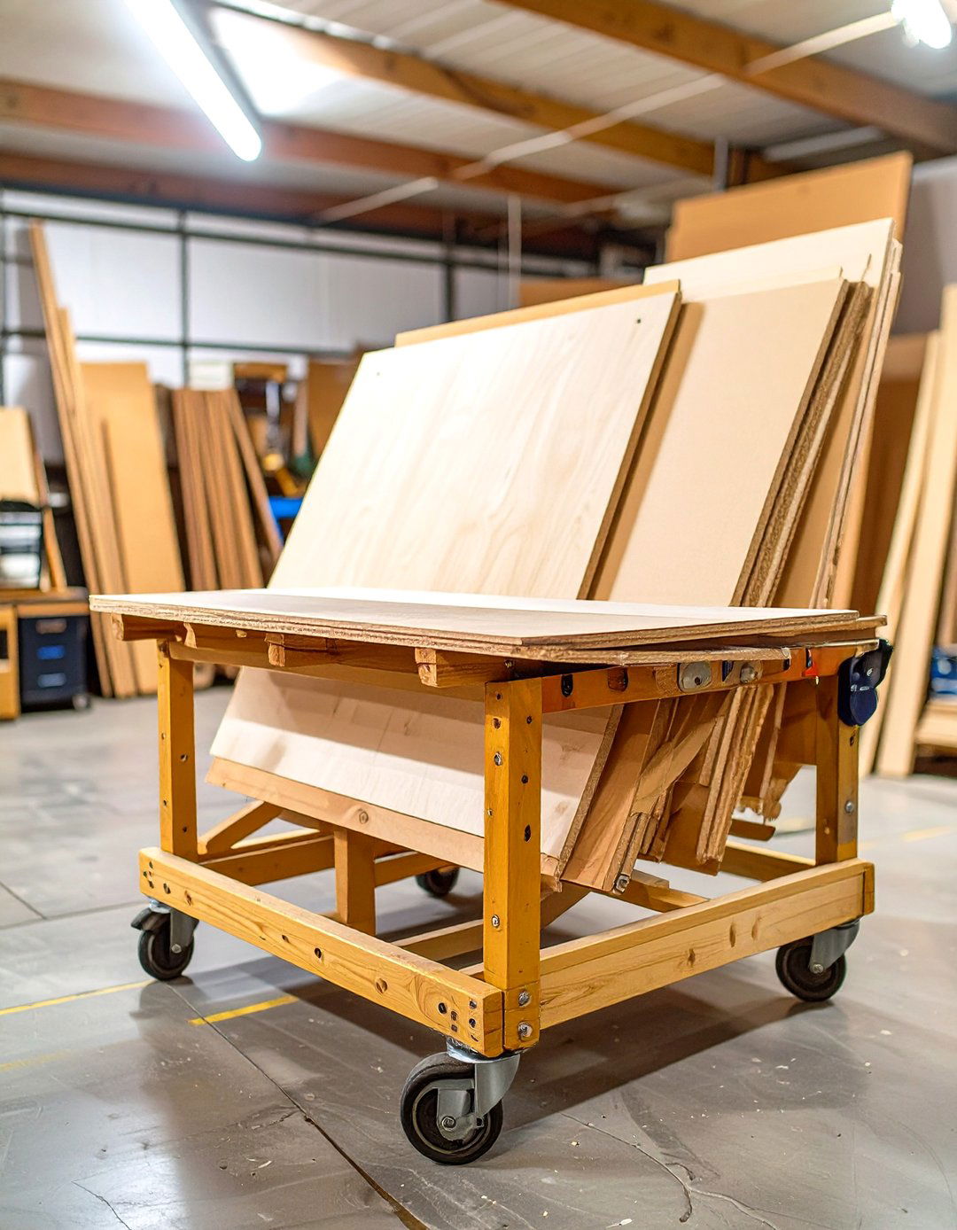 A Frame Wood Lumber Cart - 30 wood garage storage ideas