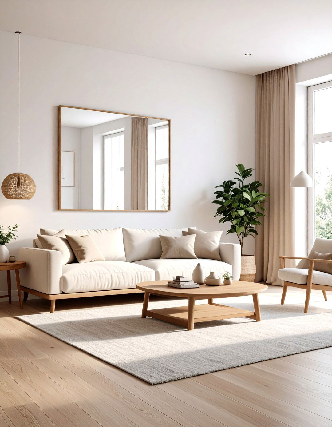 A Frameless Mirror for a Minimalist Look - 30 living room mirror ideas