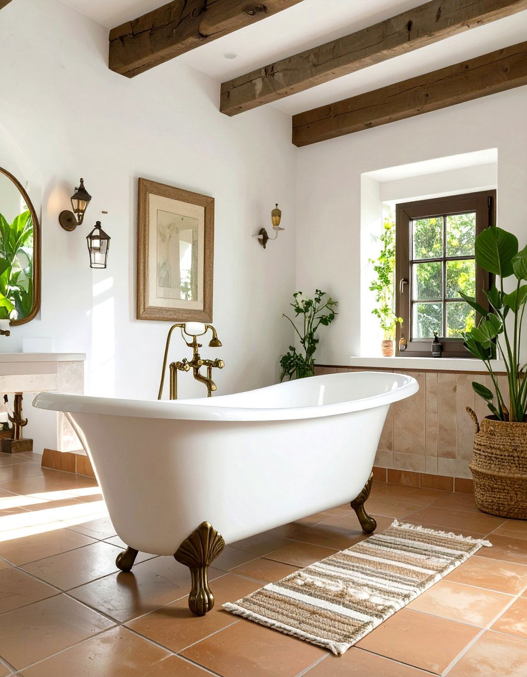 A Freestanding Clawfoot Tub - 30 spanish interior design ideas