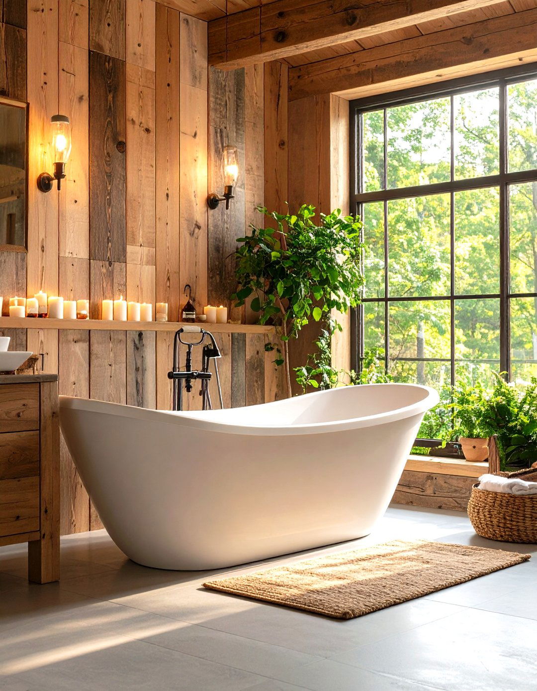 A Freestanding Clawfoot Tub - 30 rustic home decor ideas