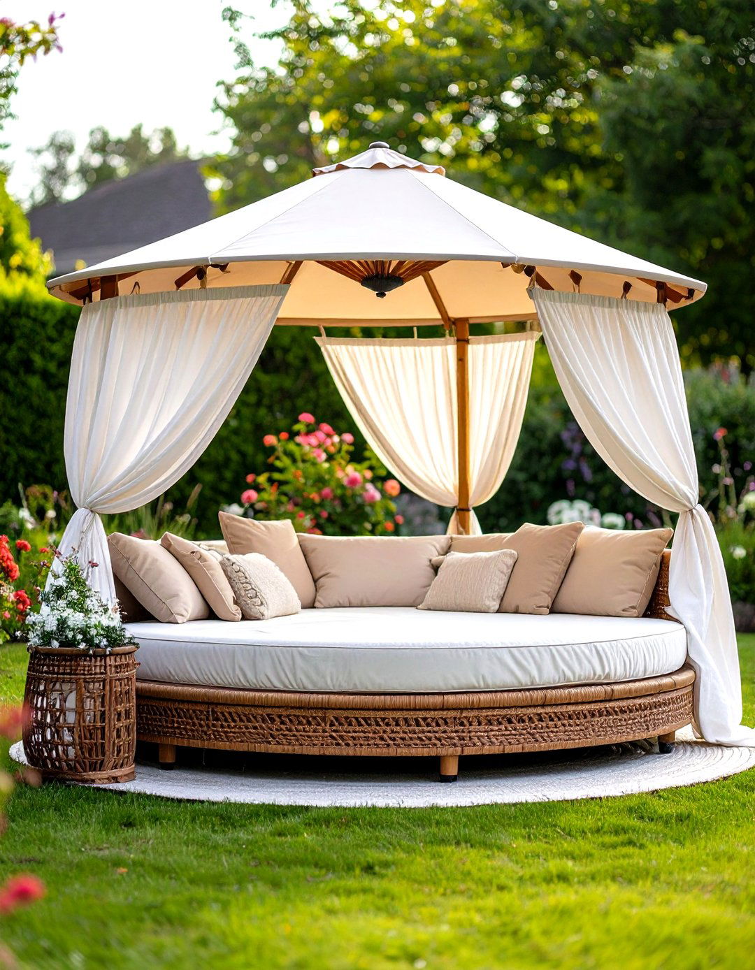 A Freestanding Daybed with a Canopy - 30 outdoor shade ideas