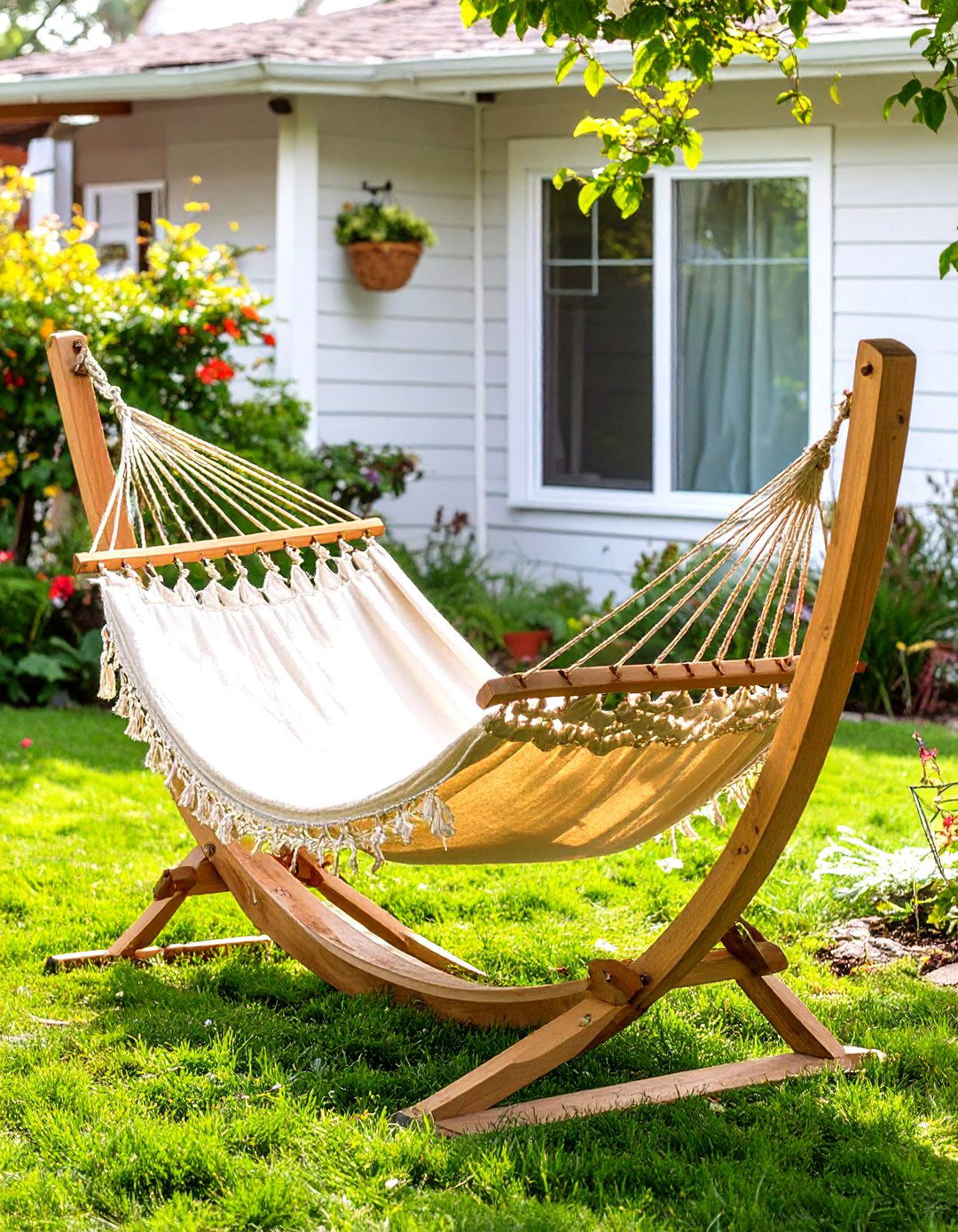 A Freestanding Hammock for a Relaxing Nook - 30 small backyard landscaping ideas