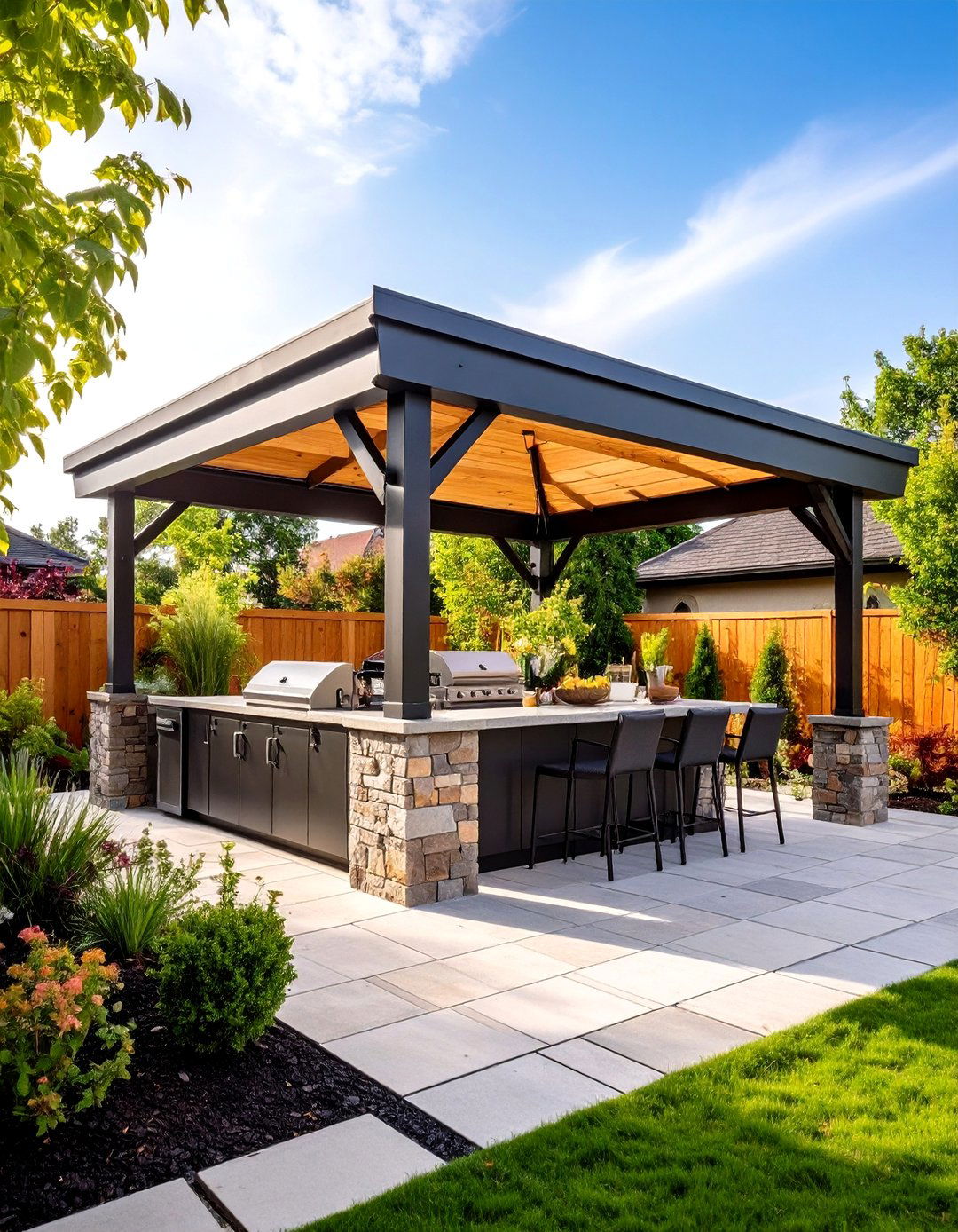 A Freestanding Outdoor Kitchen Canopy - 30 backyard canopy ideas