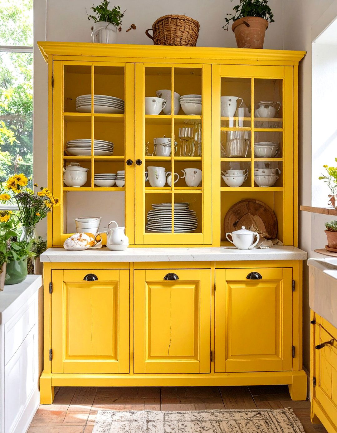 A Freestanding Pantry Cabinet in a Small Country Kitchen - 30 small country kitchen ideas