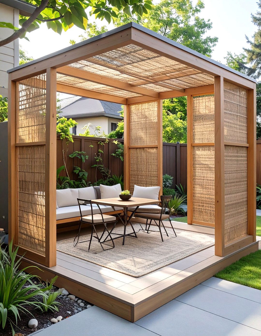 A Freestanding Privacy Screen Room - 30 cheap backyard ideas