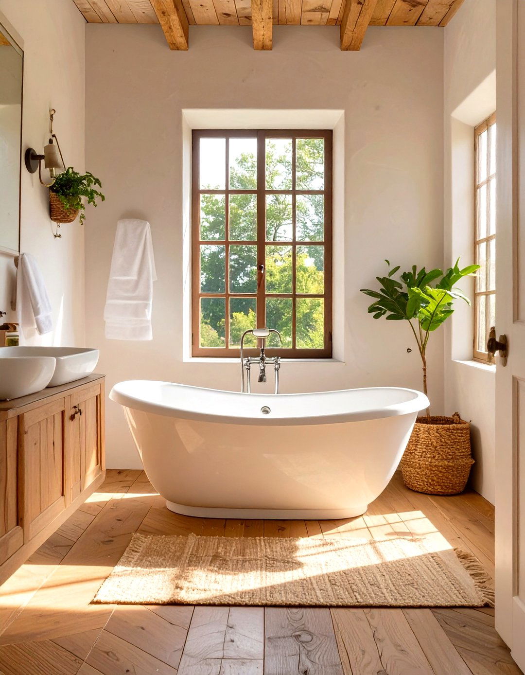 A Freestanding Tub as a Centerpiece - 30 farmhouse bathroom decor ideas