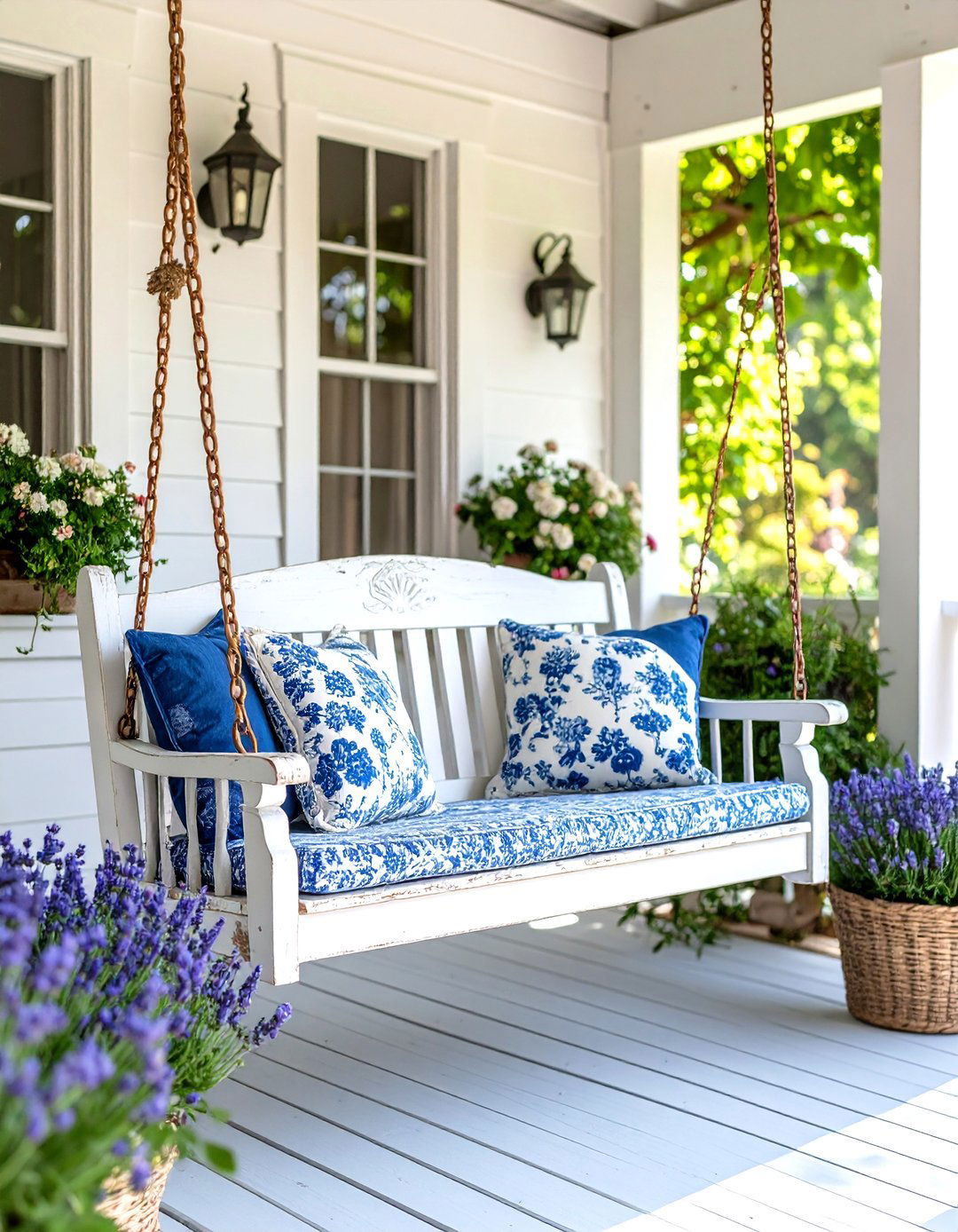 A French Country Porch Swing - 30 front porch swing ideas