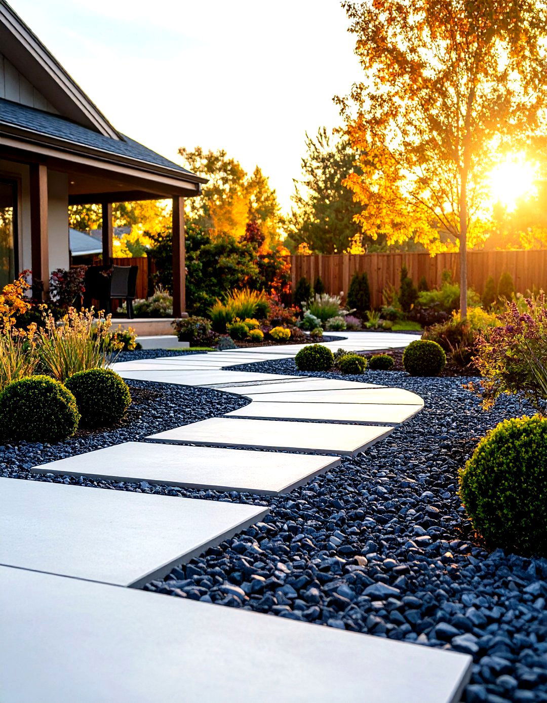 A Front Garden with a Water Feature - 30 front house garden ideas