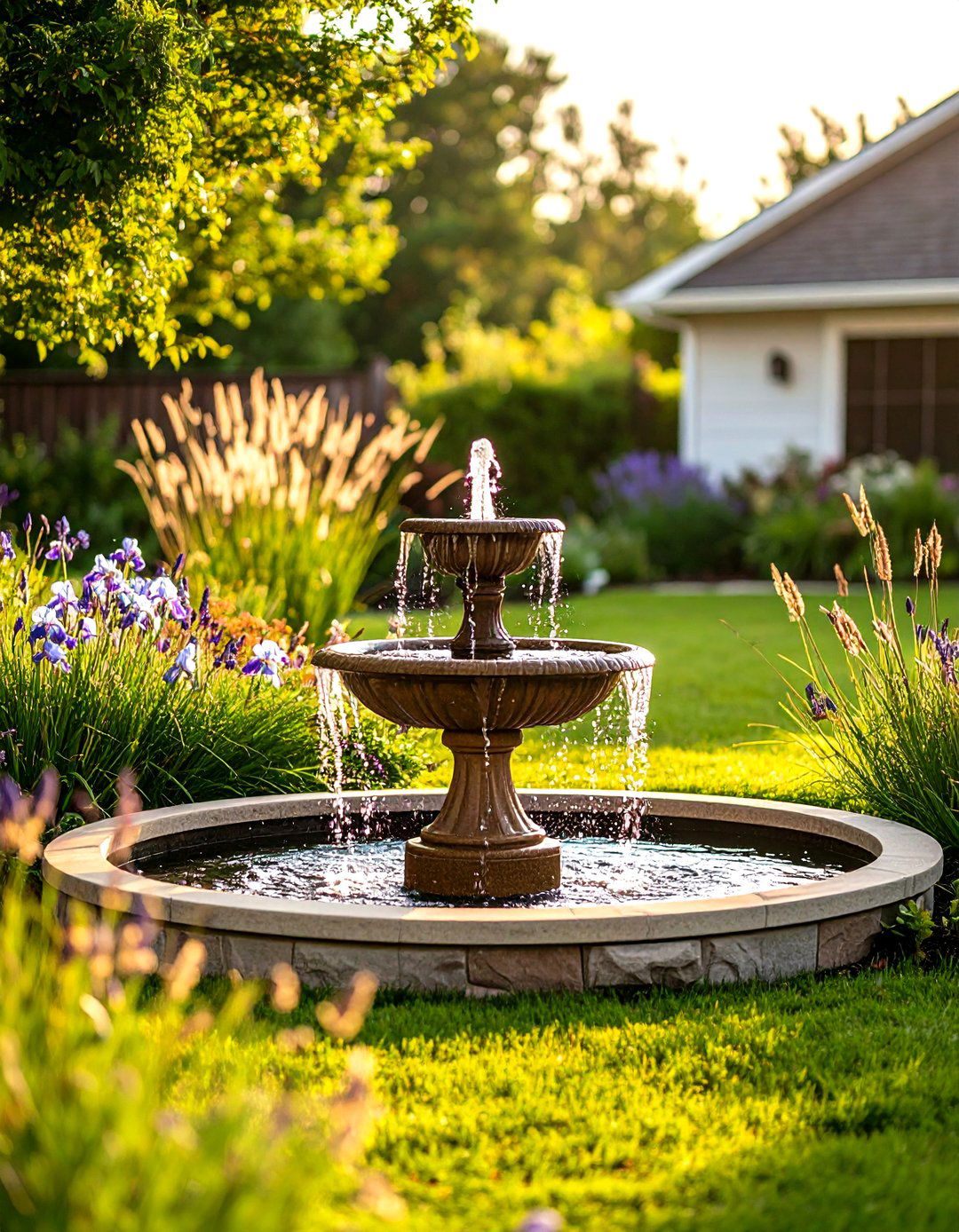 A Front Yard with a Water Feature - 30 landscaping ideas for small front yards