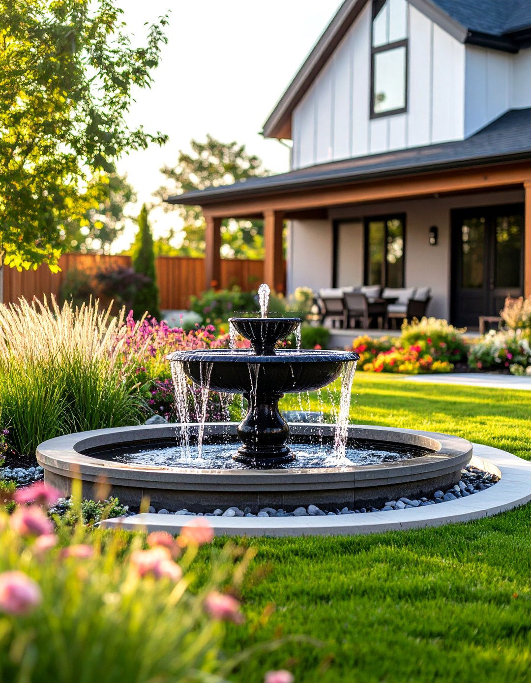 A Front Yard with a Water Feature - 30 garden ideas for front yard