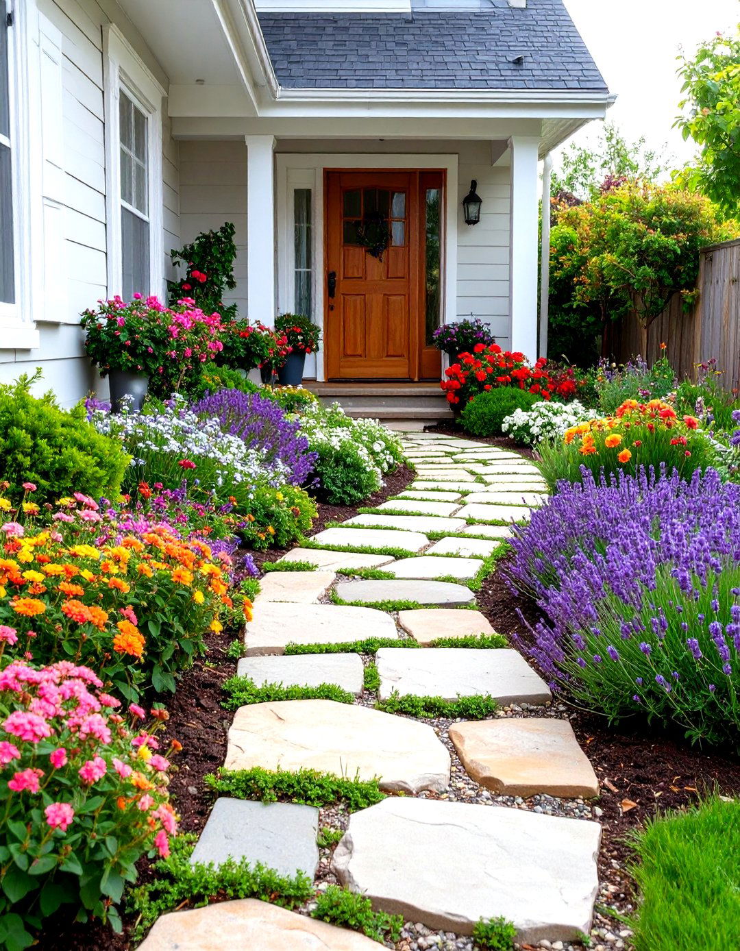 A Front Yard with a Winding Pathway - 30 landscaping ideas for front yards