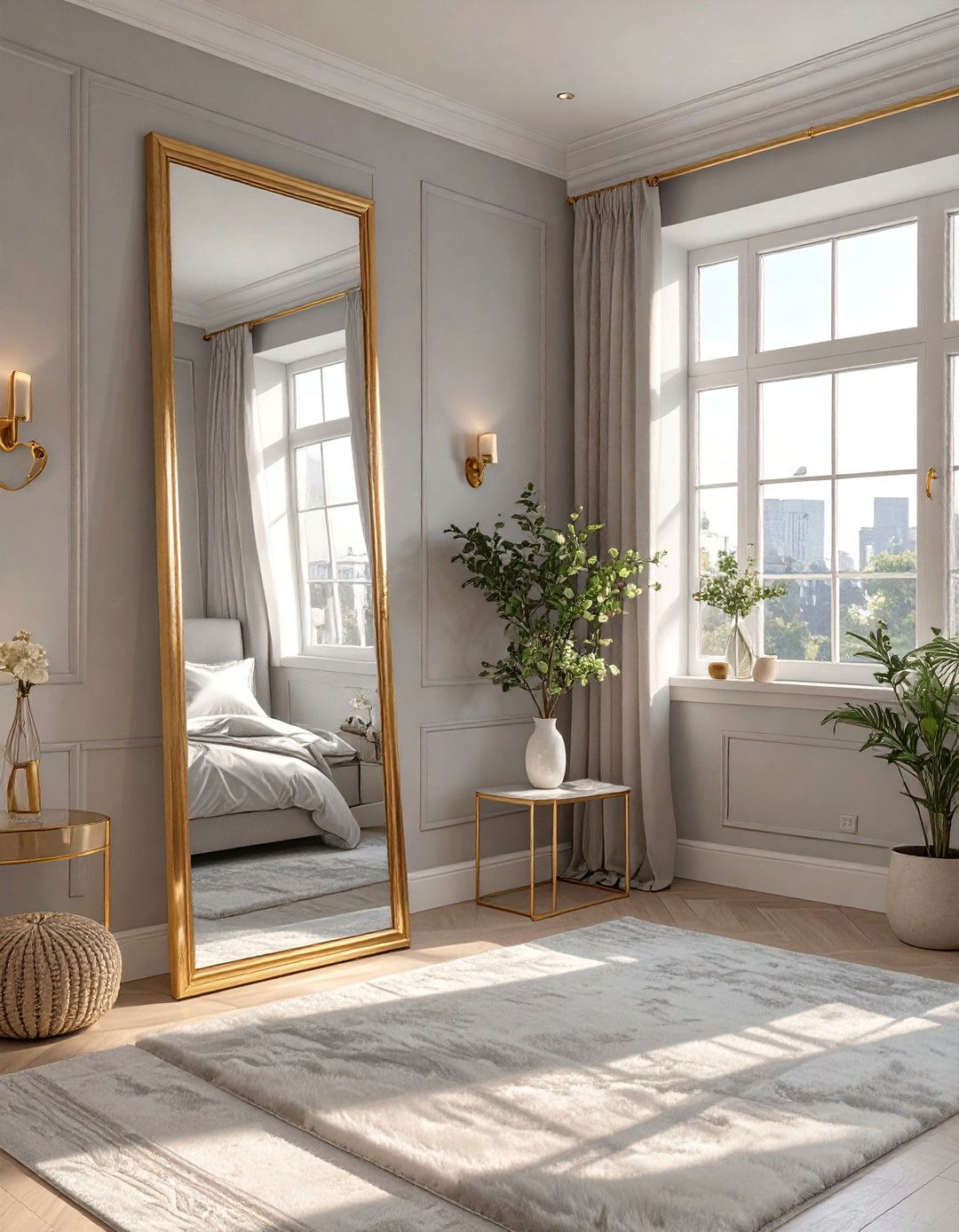 A Full Length Mirror to Create Depth - 30 small apartment bedroom ideas