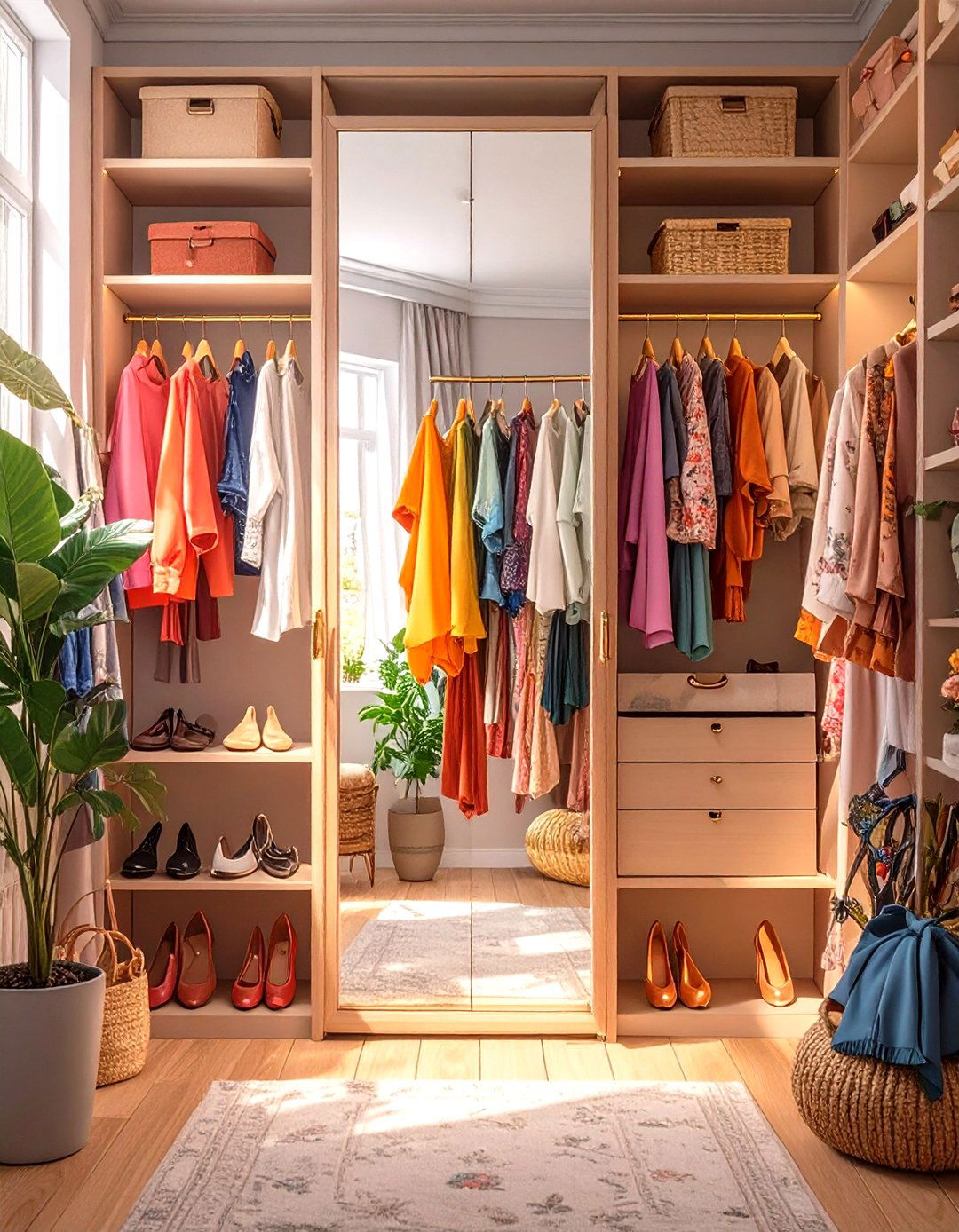 A Full Length Mirror with Hidden Storage - 30 walk in closet organization ideas
