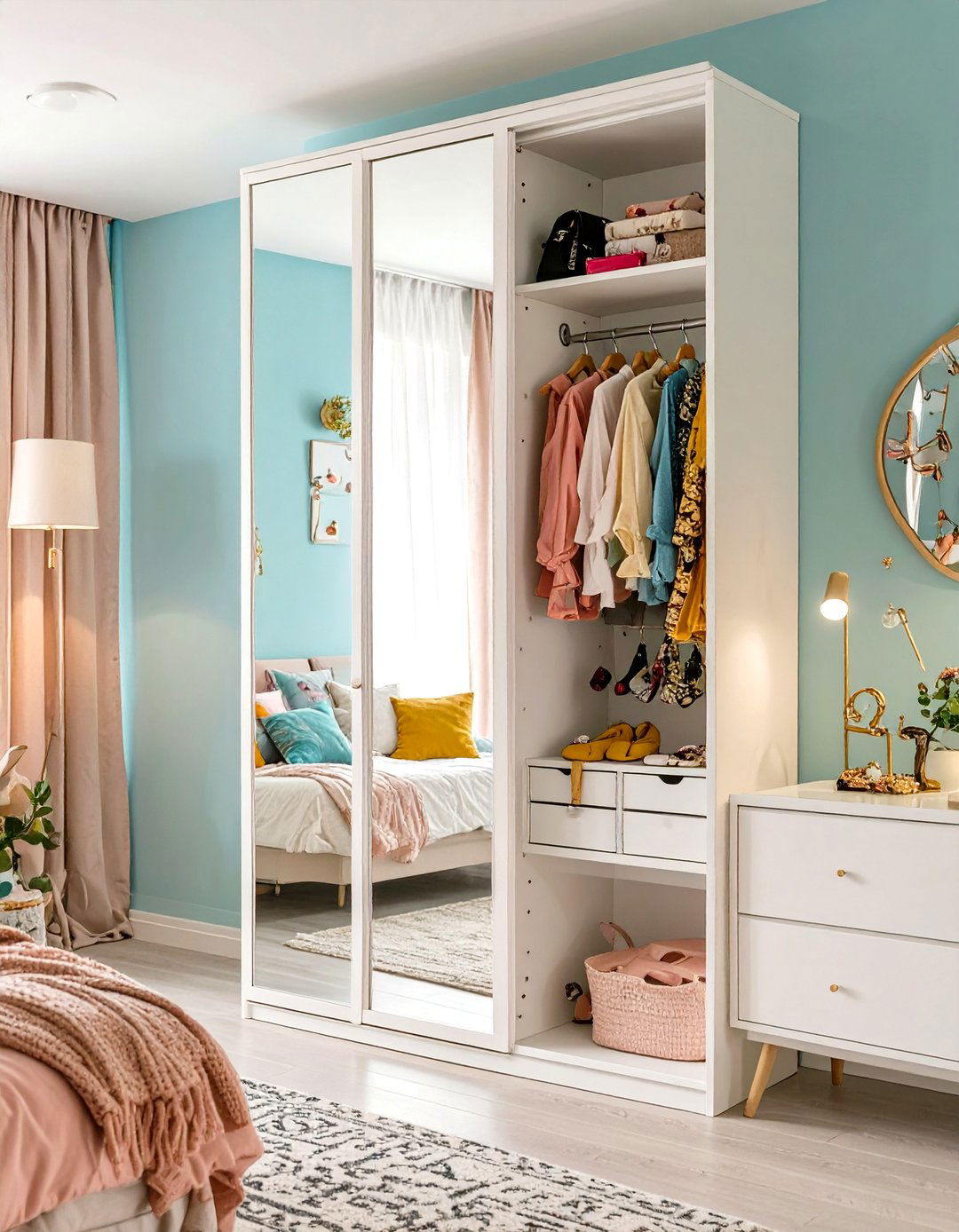 A Full Length Mirror with Hidden Storage - 30 teen room decor ideas