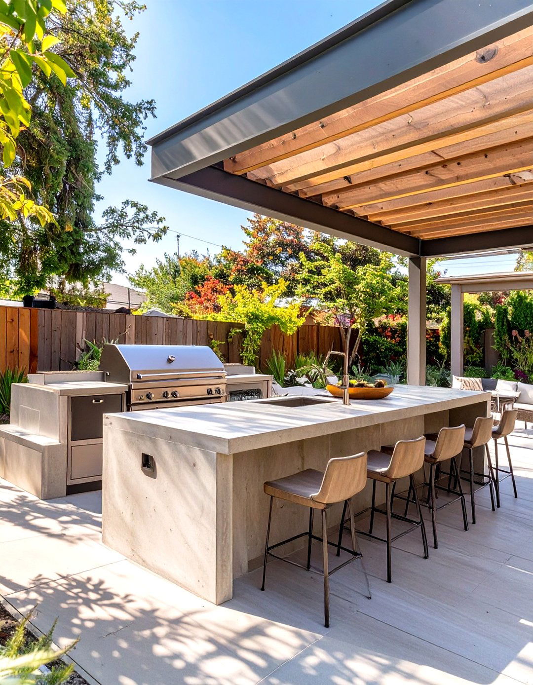 A Full Service Outdoor Kitchen - 30 modern backyard ideas no grass