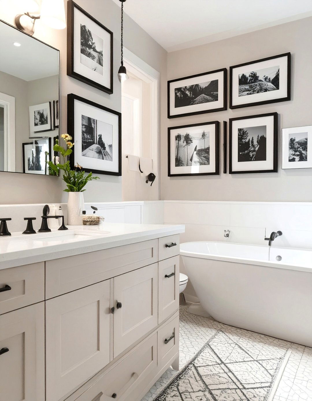 A Gallery Wall of Personal Photos - 30 bathroom wall art ideas
