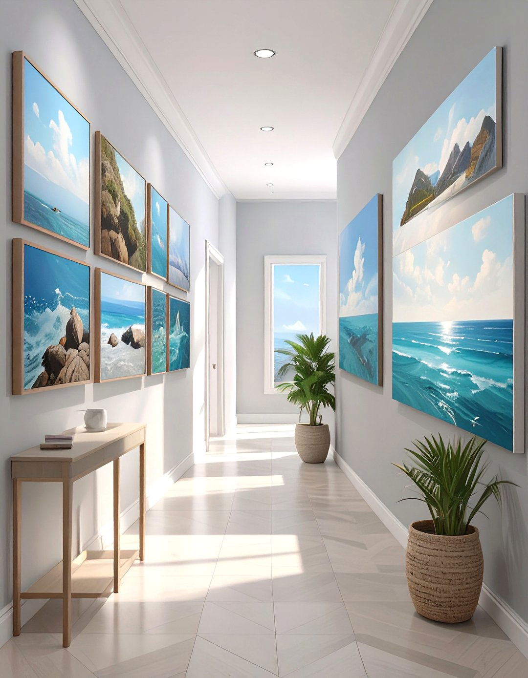 A Gallery Wall of Seascapes - 30 coastal interior design ideas