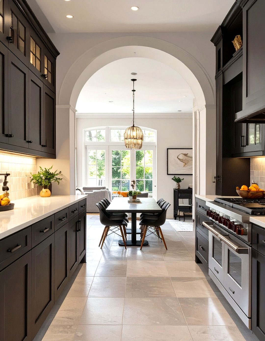 A Galley Kitchen Layout with an Open Archway - 30 small open kitchen design ideas