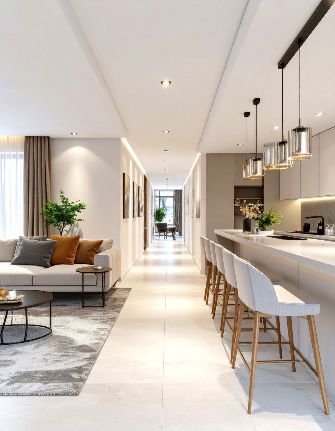 A Galley Style Layout - 30 very small living and dining room ideas