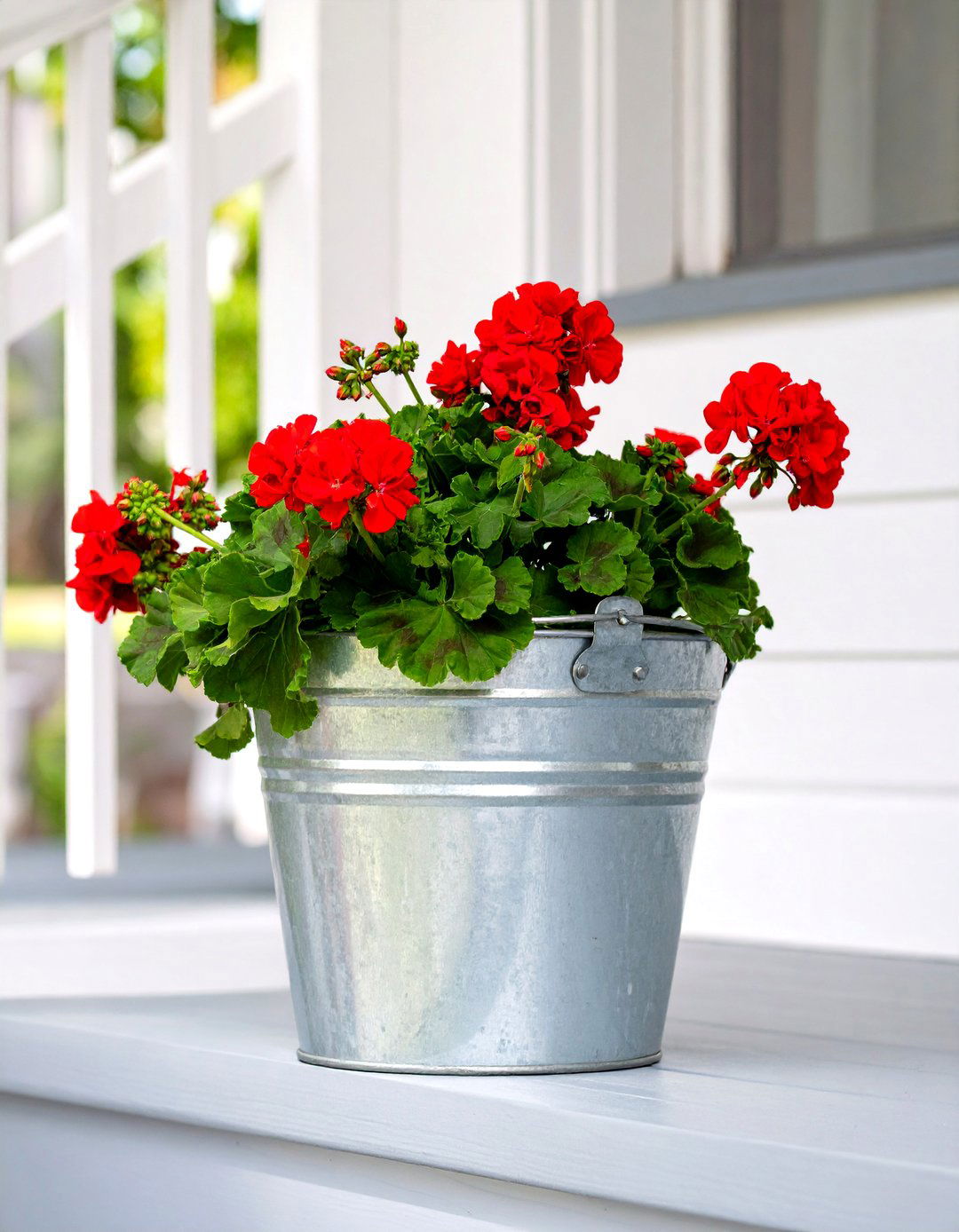 A Galvanized Metal Bucket - 30 very small front porch decorating ideas