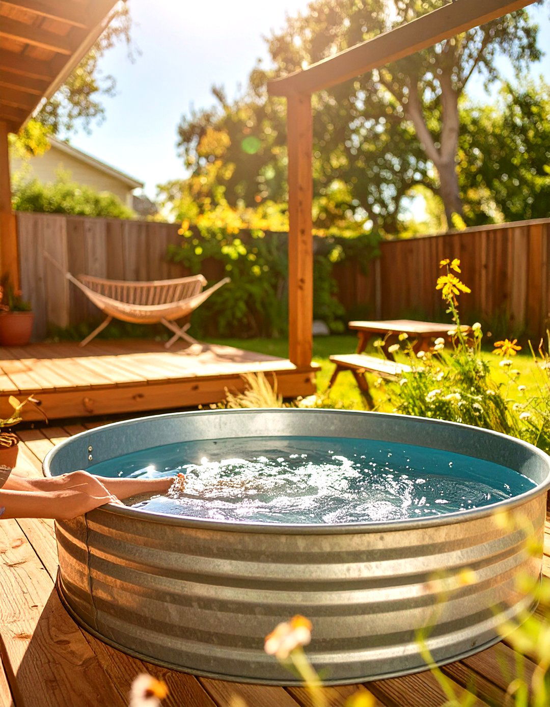 A Galvanized Stock Tank Patio Pool - 30 simple patio ideas