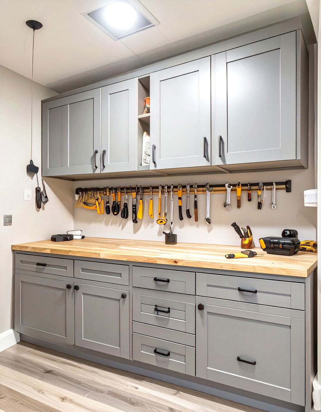 A Garage Closet with Integrated Workbench - 30 garage closet ideas
