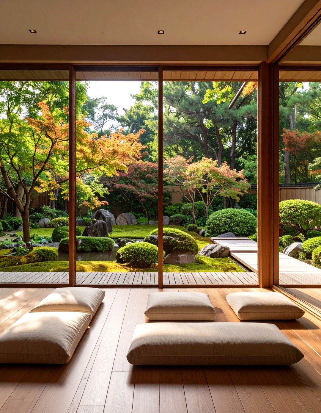 A Garden Viewing Room with Floor to Ceiling Windows - 30 japanese house design ideas
