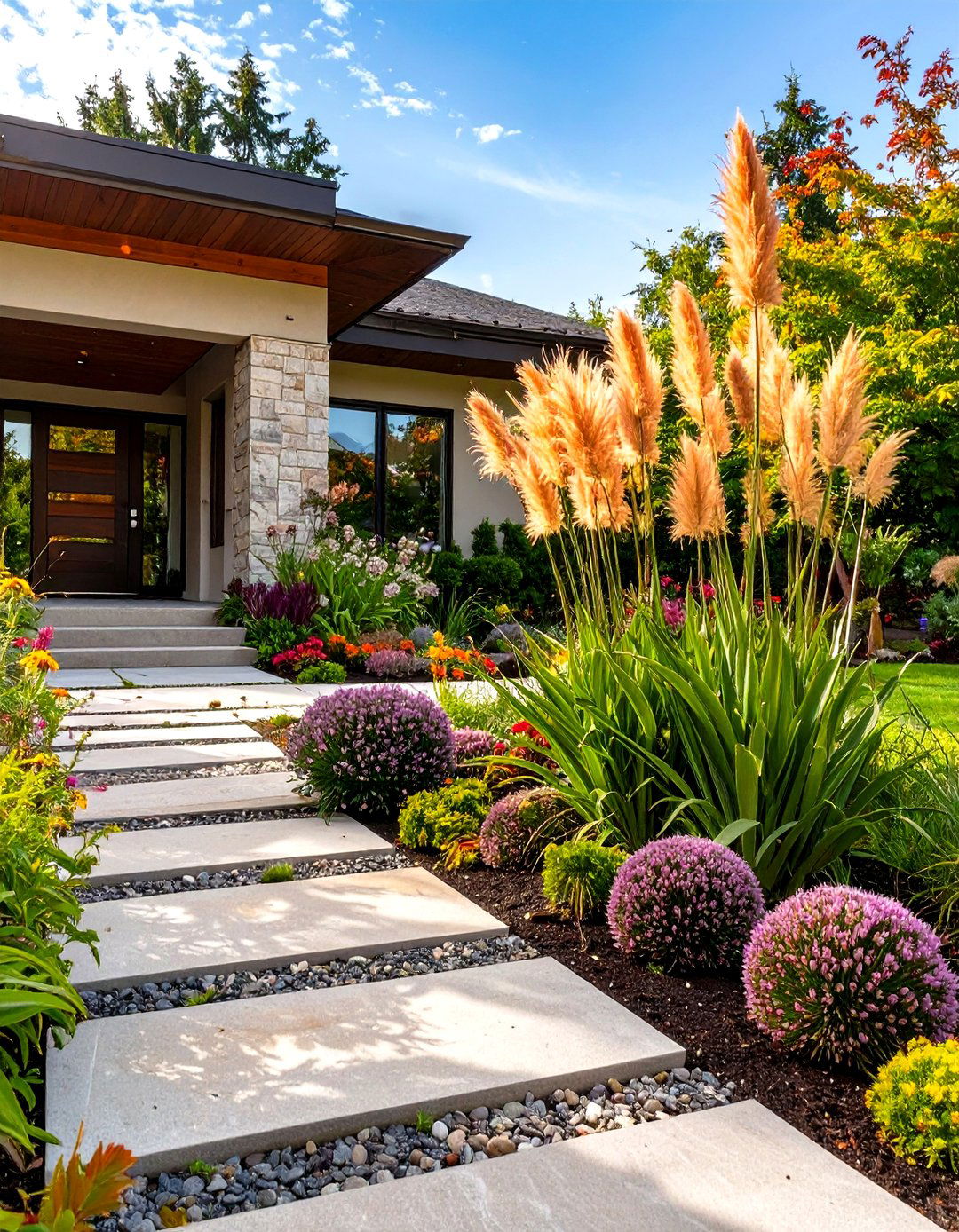 A Garden with Architectural Plant Focus - 30 front house full sun perennial garden designs
