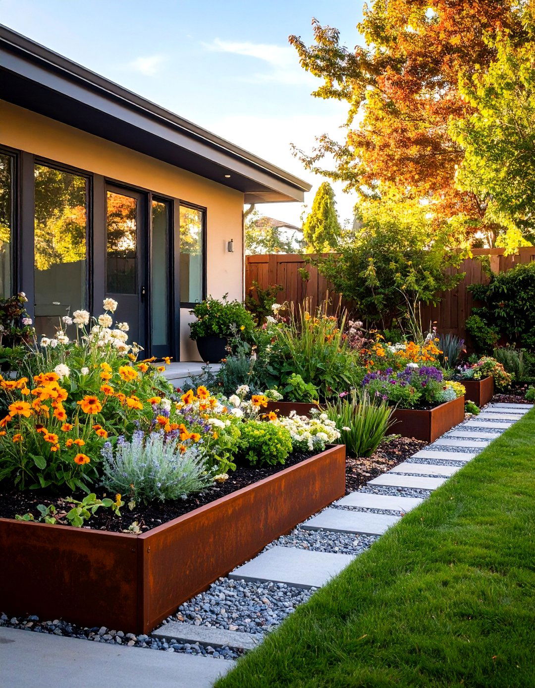 A Garden with Raised Beds - 30 garden ideas for front yard
