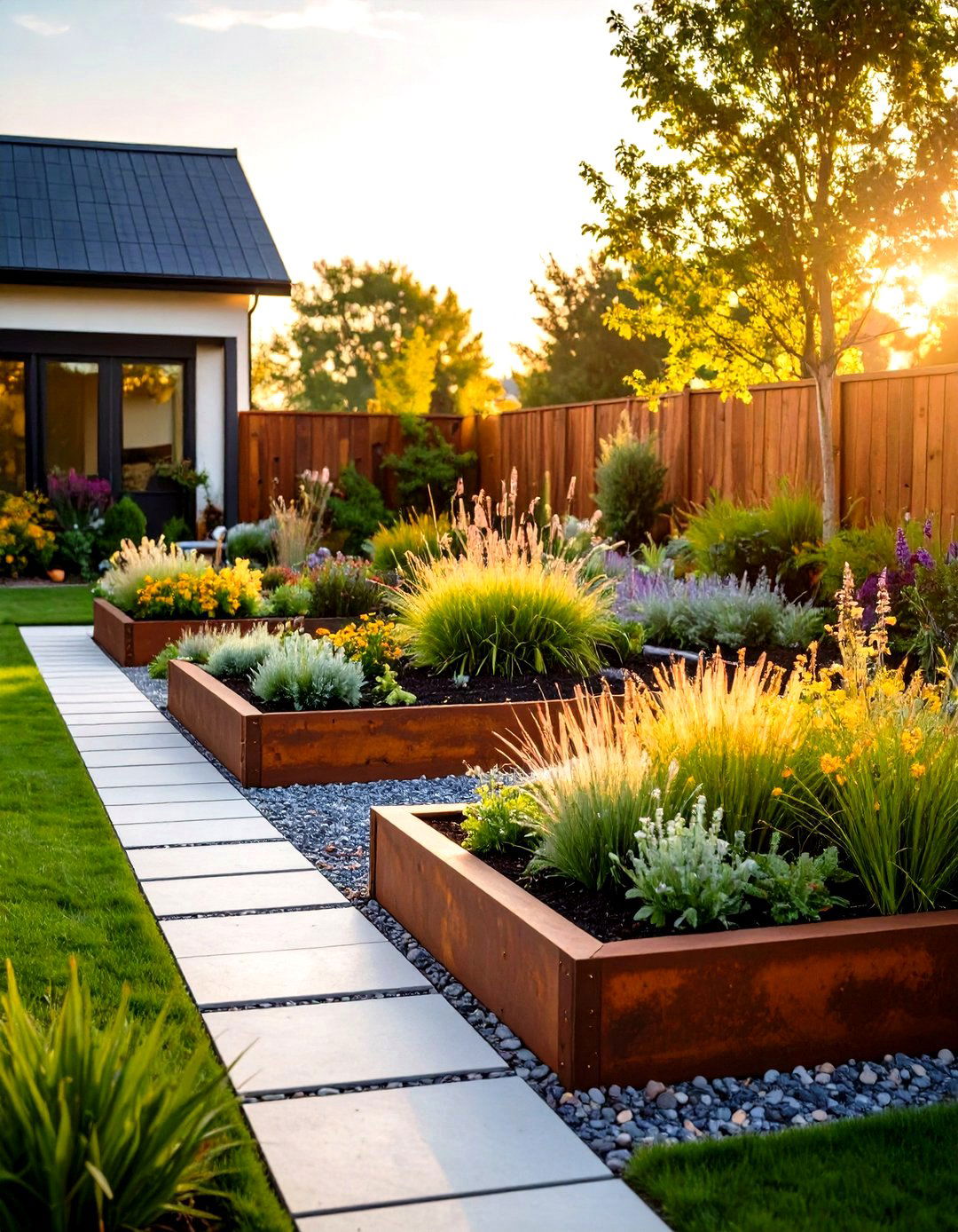 A Garden with Raised Beds - 30 front house garden ideas