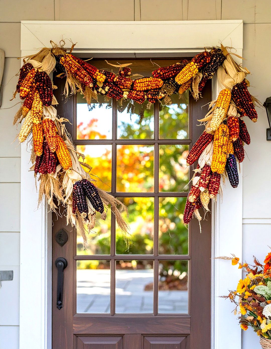 A Garland of Dried Corn Cobs - 30 outdoor fall decor ideas
