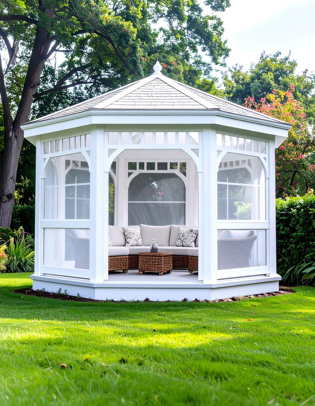 A Gazebo with Screened In Walls - 30 useful backyard privacy ideas ththomideas