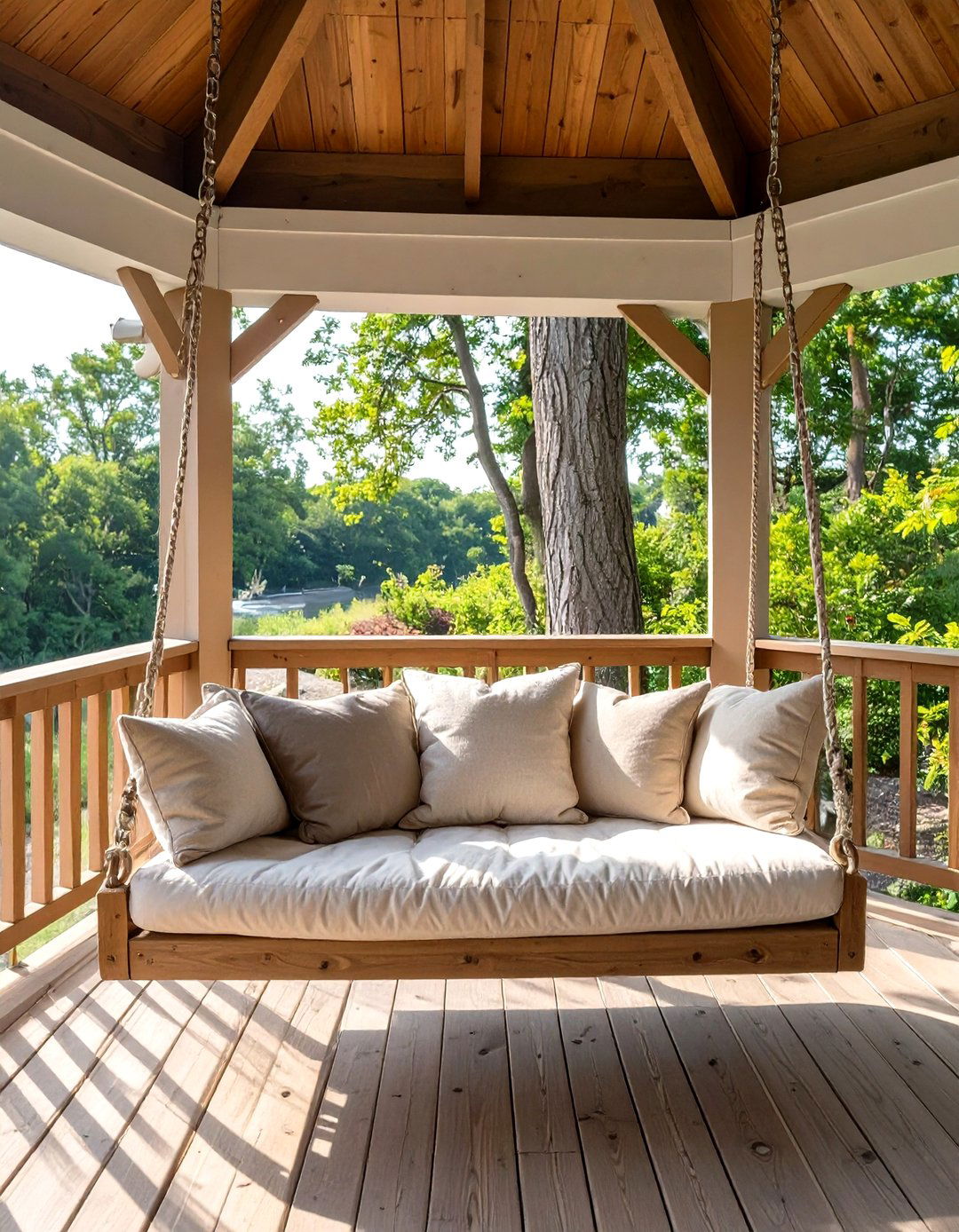 A Gazebo with a Swing or Daybed - 30 gazebo on deck ideas